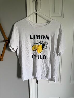 Limoncello White Graphic Crop Top